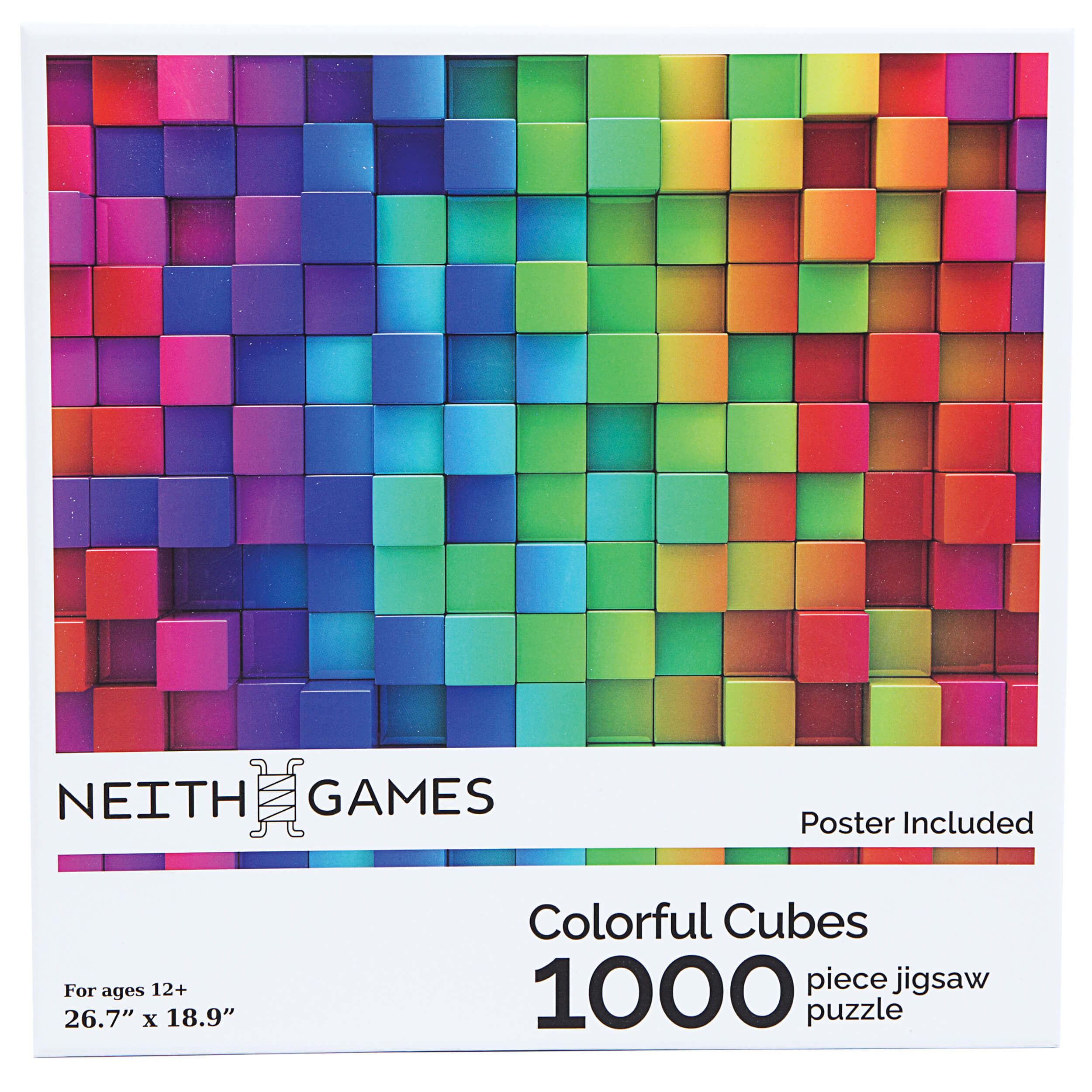 Colorful Cubes 1000 Piece Abstract Rainbow Jigsaw Puzzle